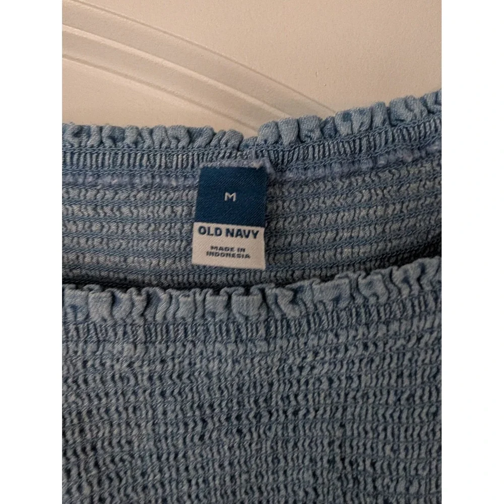 Old Navy Womens Chambray‎ Dress Bundle Floral Midi & Solid Smocked mini lot of 2 - Picture 3 of 11